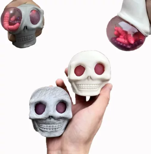 Skull Squeeze Maggots Disgusting Prank Toys